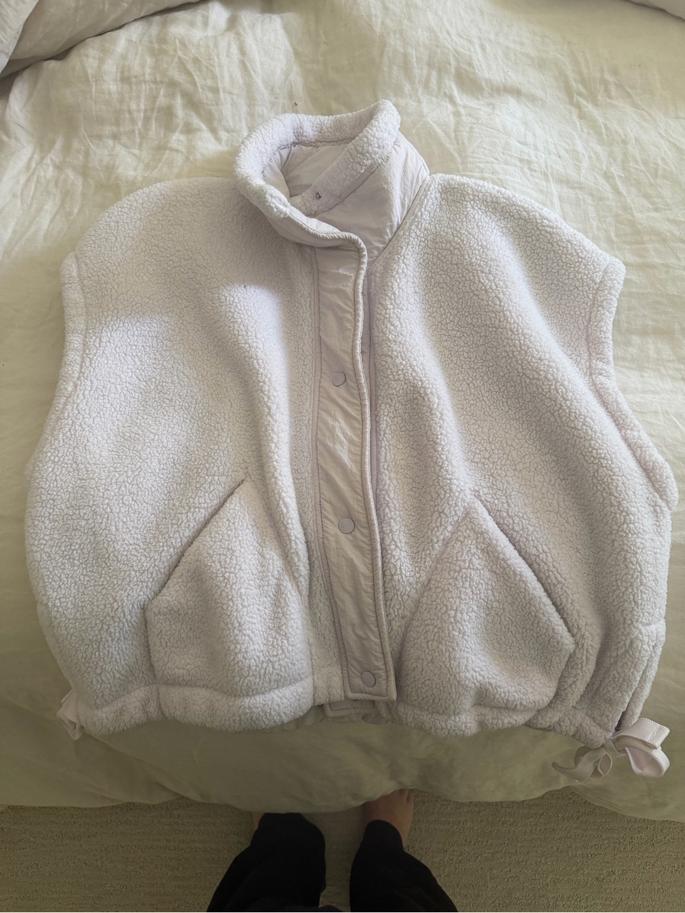 Brand New!! Free People Light Pink Sherpa Vest with Side Bows